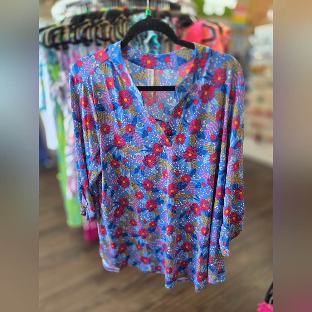 Floral Blue Blouse